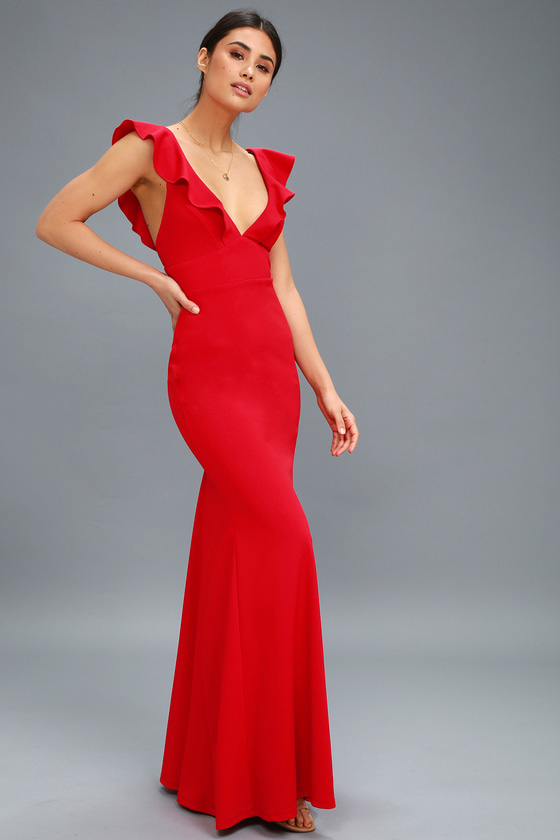 Lovely Red Dress - Maxi Dress - Mermaid ...